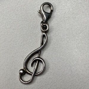 Treble clef music signature sterling‎ silver charm pendant 925